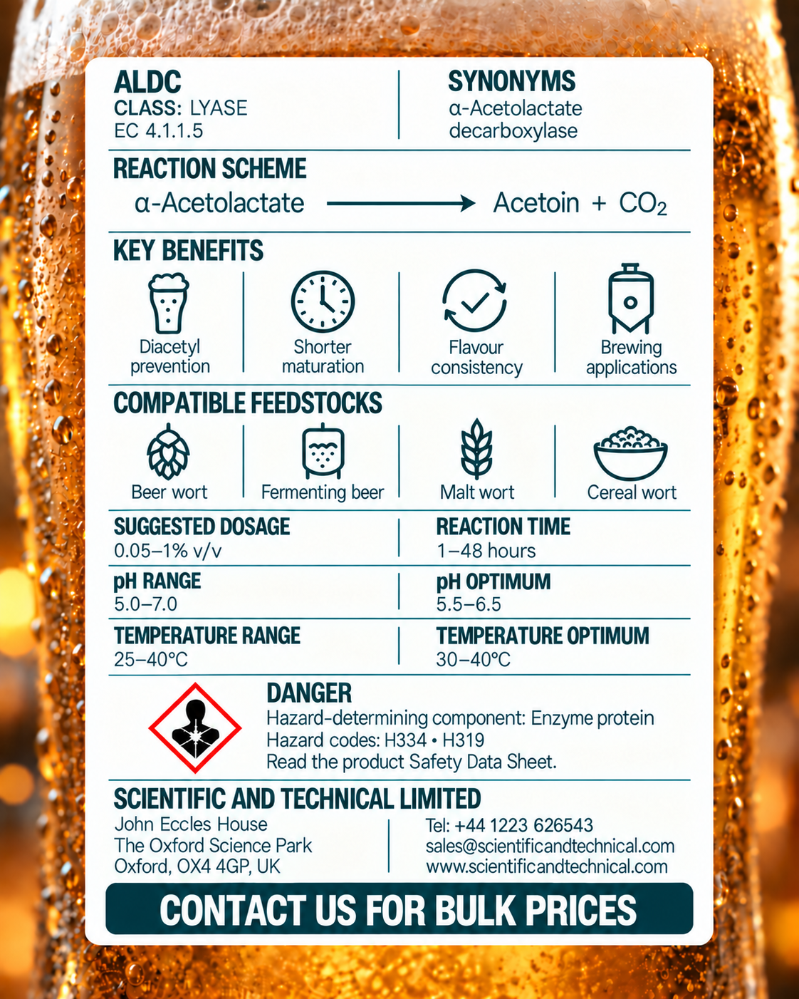alpha acetolactate decarboxylase (ALDC) back card: reaction, benefits, dosage and safety