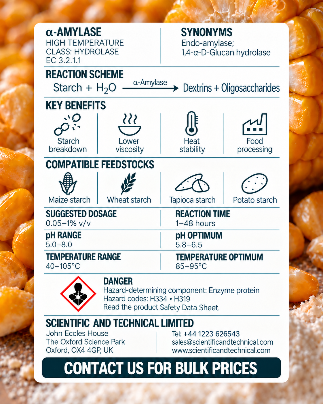alpha-Amylase (high temp) back card: reaction, benefits, dosage and safety