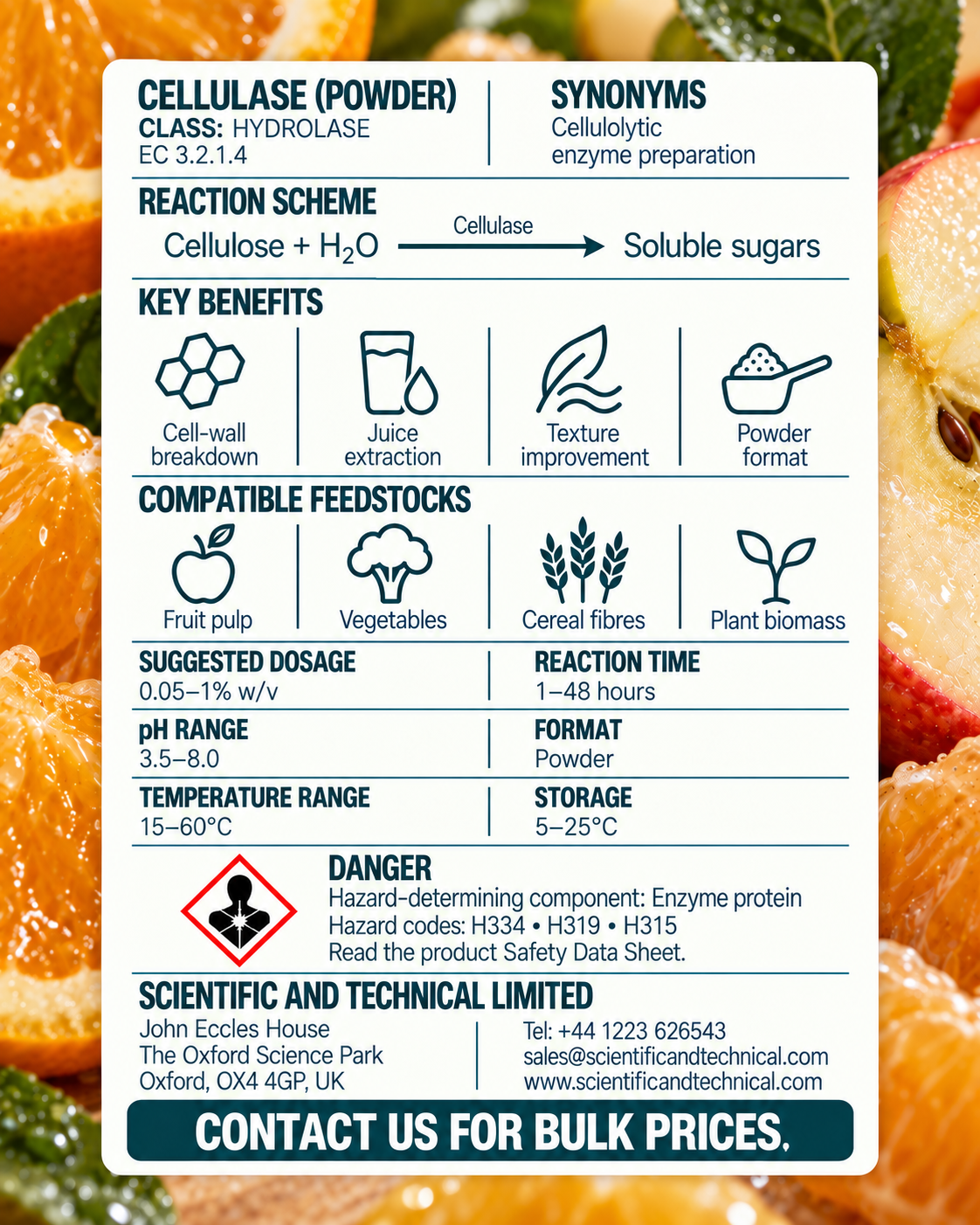 Cellulase (powder) back card: reaction, benefits, dosage and safety