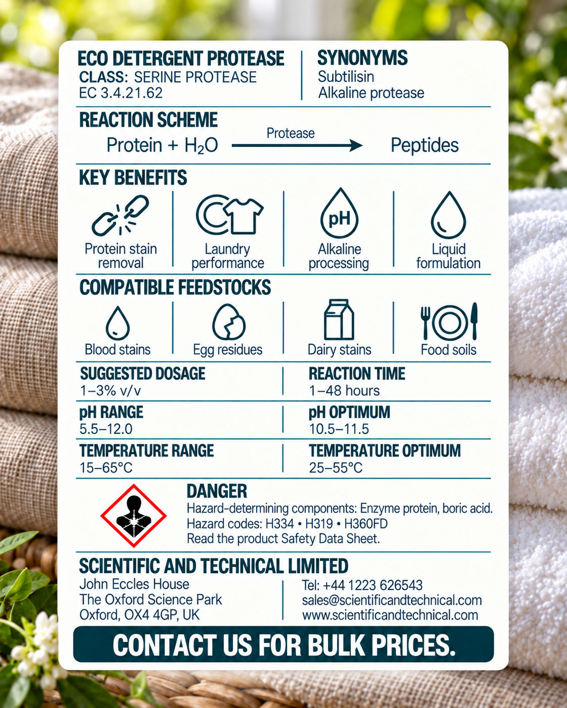 Protease (eco detergent) back card: reaction, benefits, dosage and safety