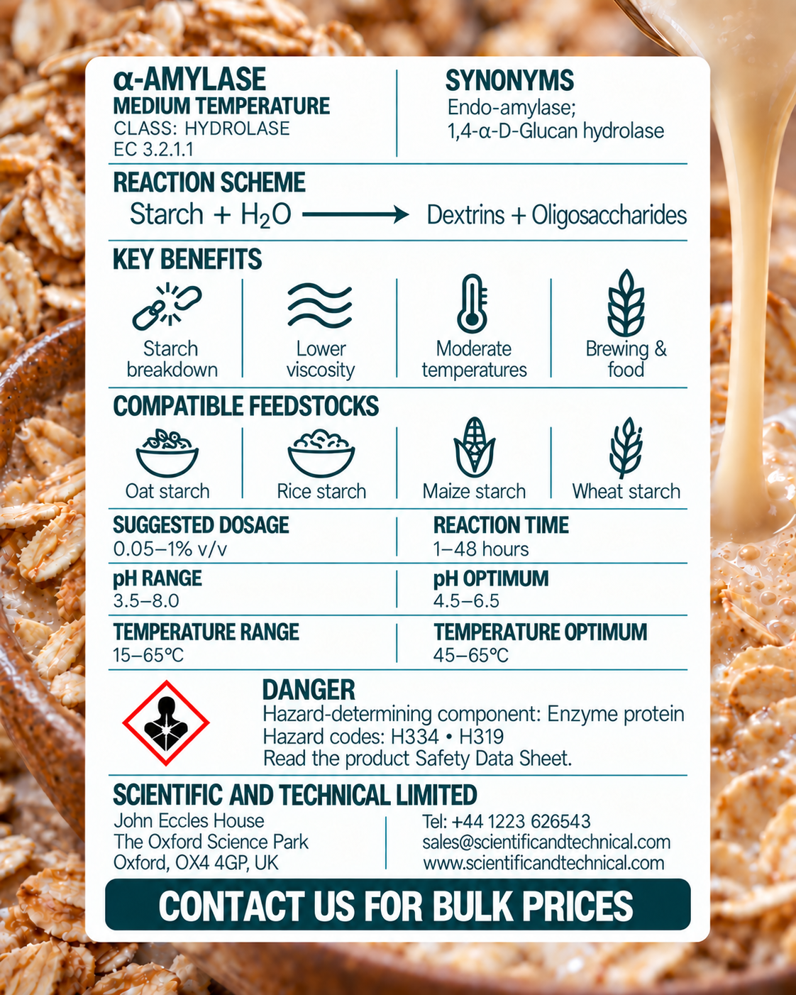 alpha-Amylase (medium temp) back card: reaction, benefits, dosage and safety