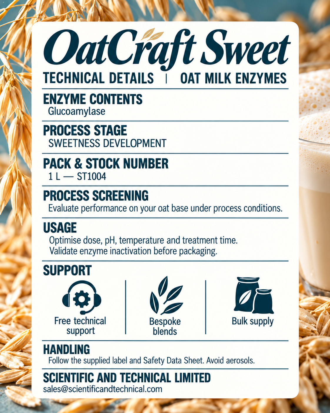 OatCraft Sweet, ST1004, back card
