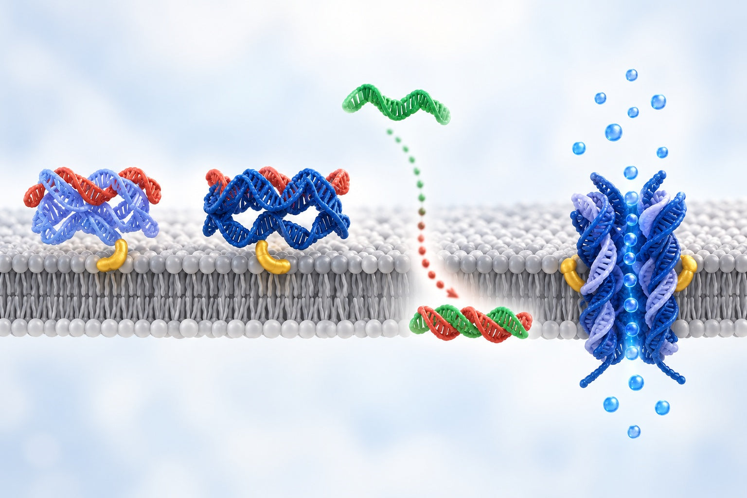 Conceptual illustration for Triggered Assembly of a DNA-Based Membrane Channel