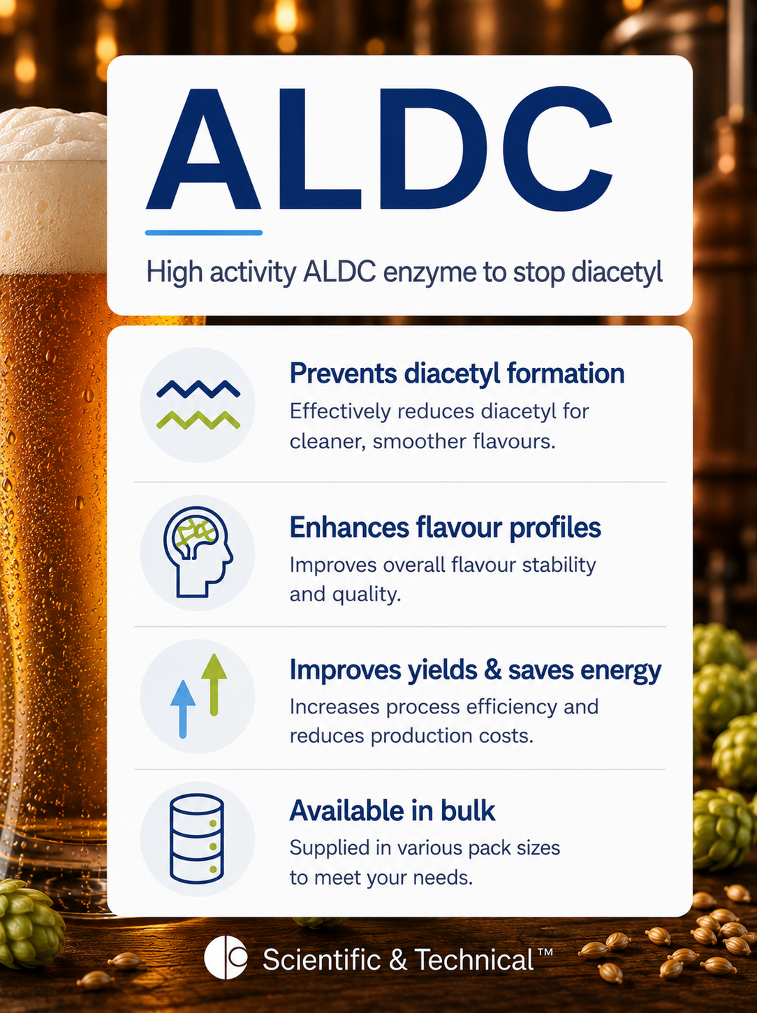 alpha acetolactate decarboxylase (ALDC)