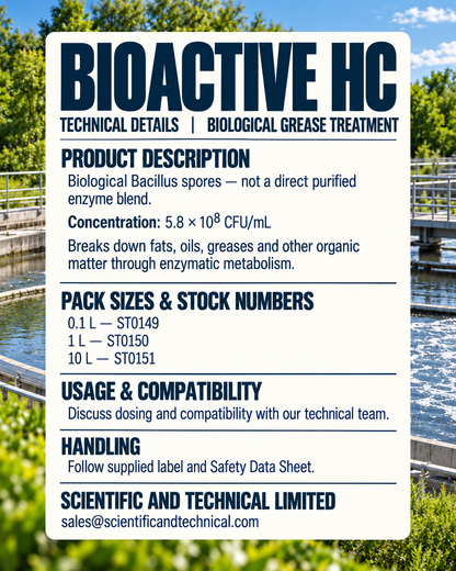 Bioactive HC back technical card: composition, pack sizes and handling