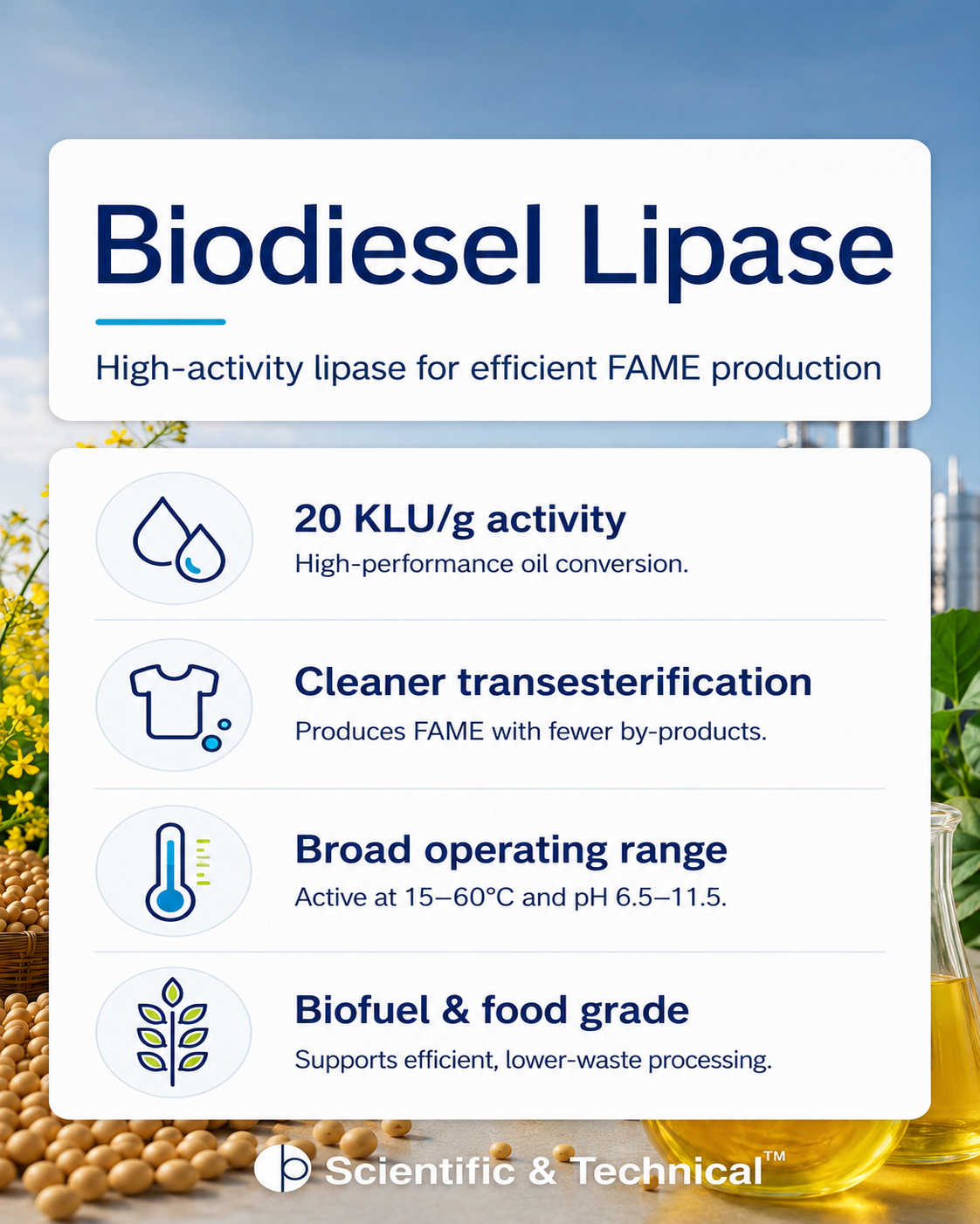 Biodiesel Lipase product features and specifications