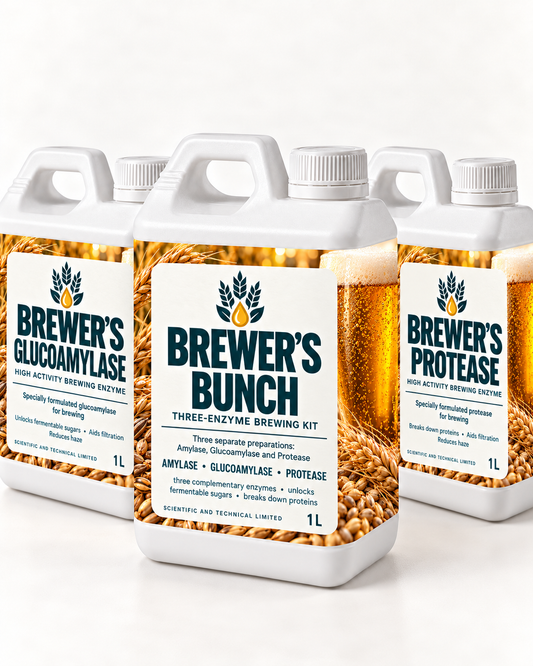 BREWER’S BUNCH white 1 L bottle with matching barley and beer wraparound label