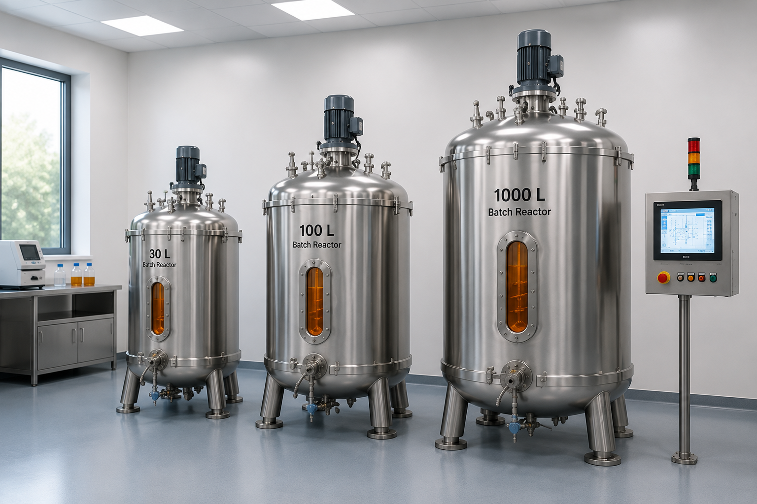 Pilot scale stainless steel fermentation vessels