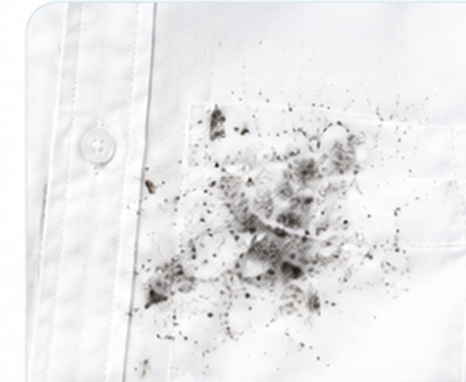 White shirt with a microbial residue style stain