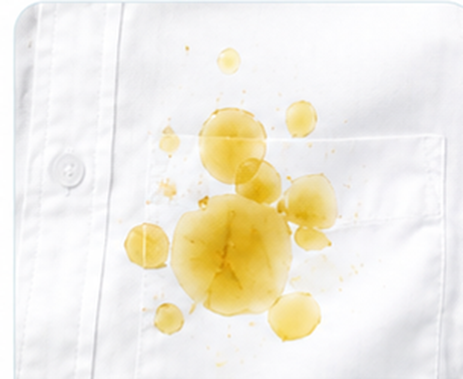 White shirt with an oil and grease stain