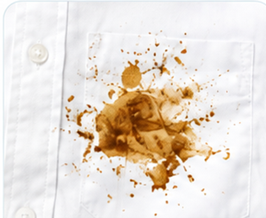 White shirt with a protein-based food stain