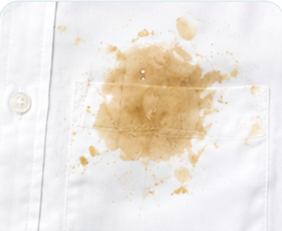White shirt with a starch-based food stain