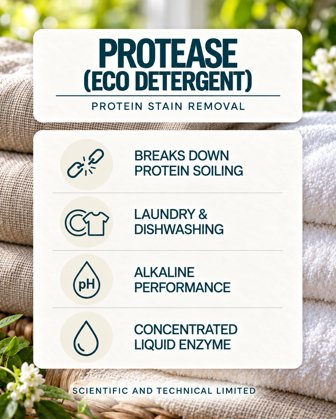 Protease (eco detergent) product features