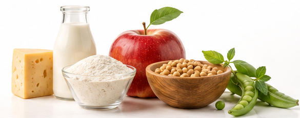 Food processing feedstocks including dairy, fruit, starch and plant ingredients