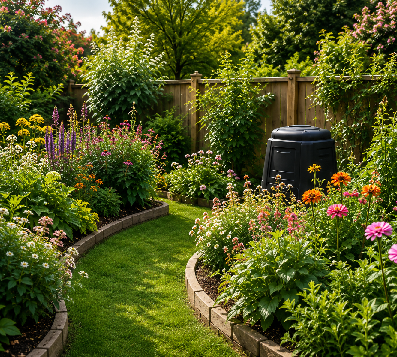 Beautiful established garden with colourful planting