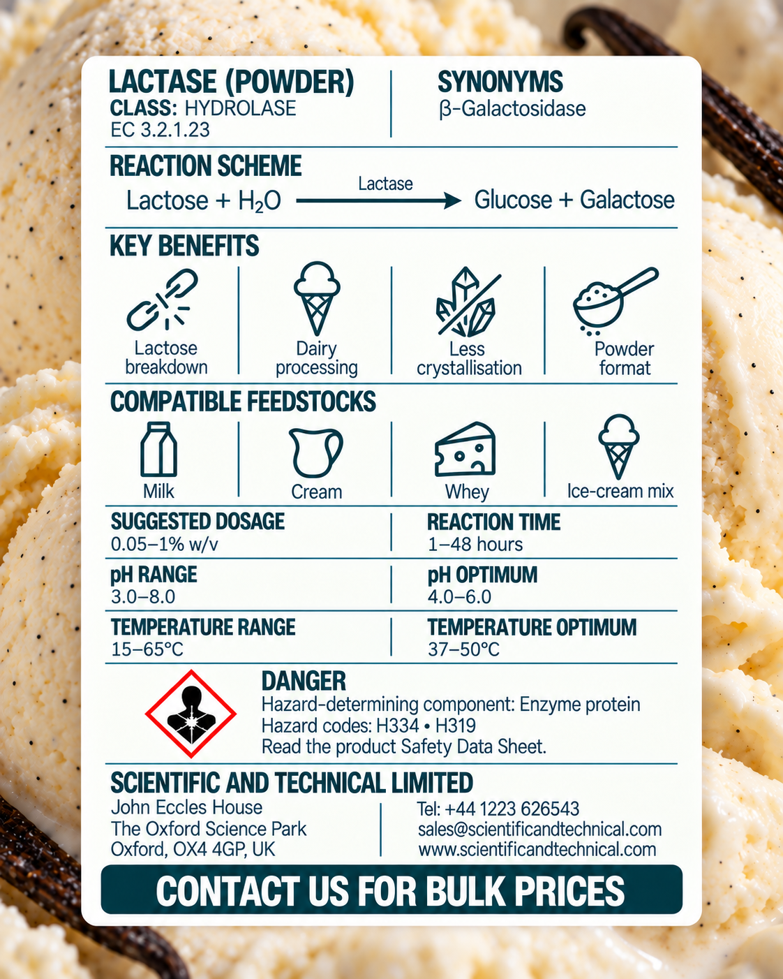 Lactase (powder) back card: reaction, benefits, dosage and safety