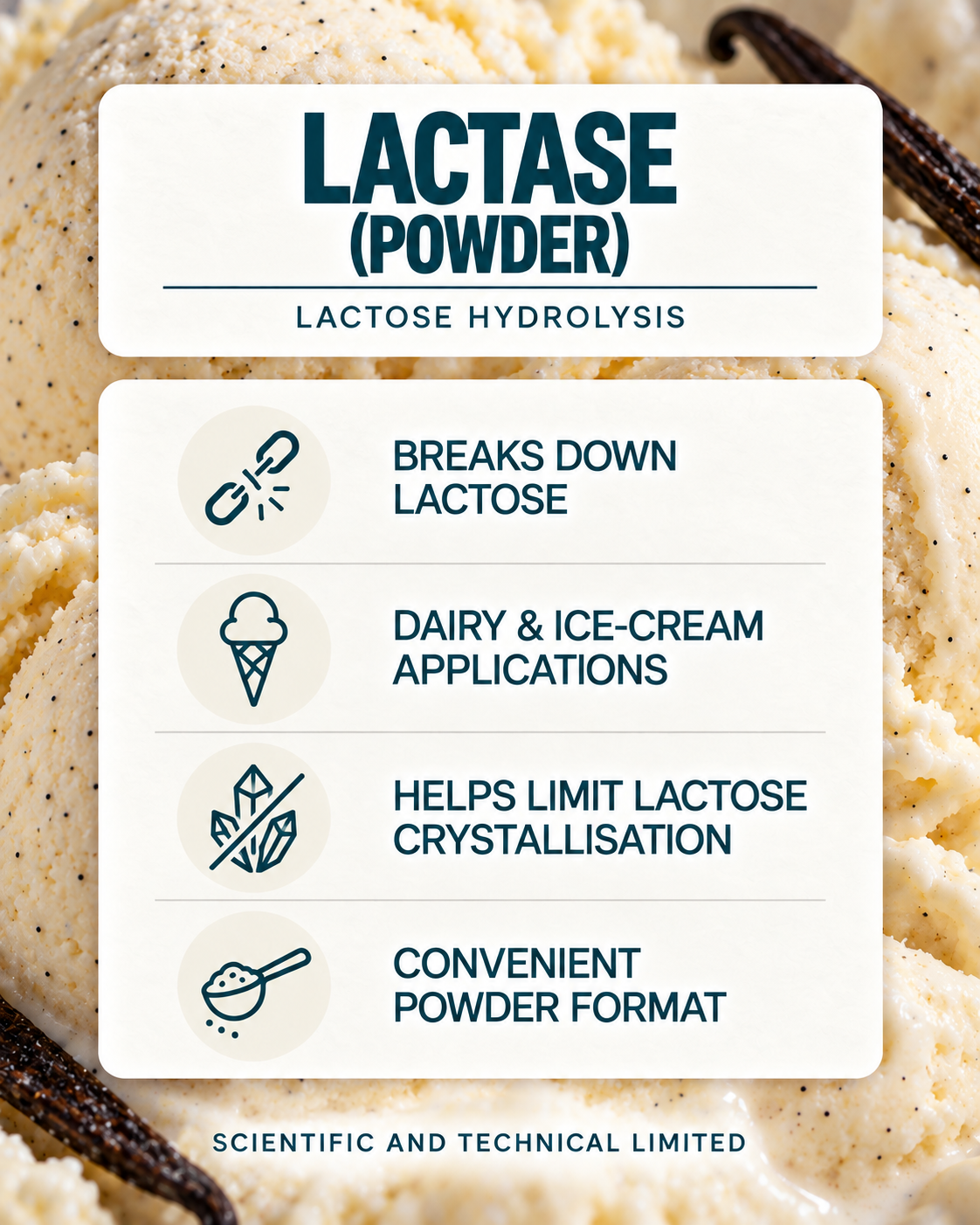 Lactase (powder) product features