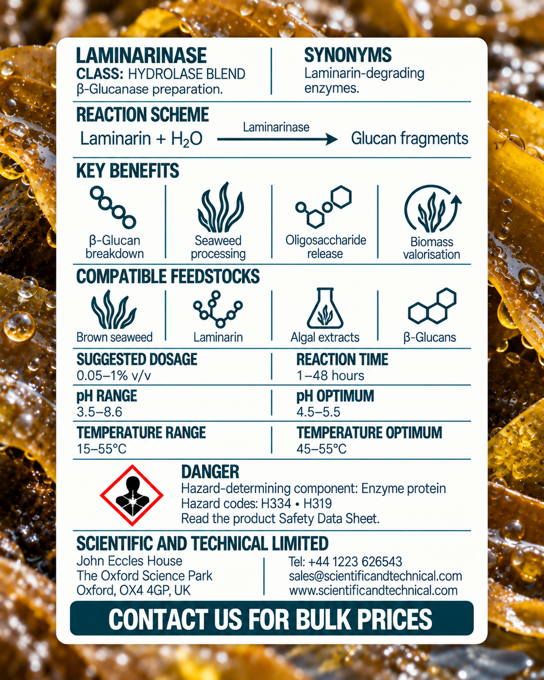 Laminarinase back card: reaction, benefits, dosage and safety