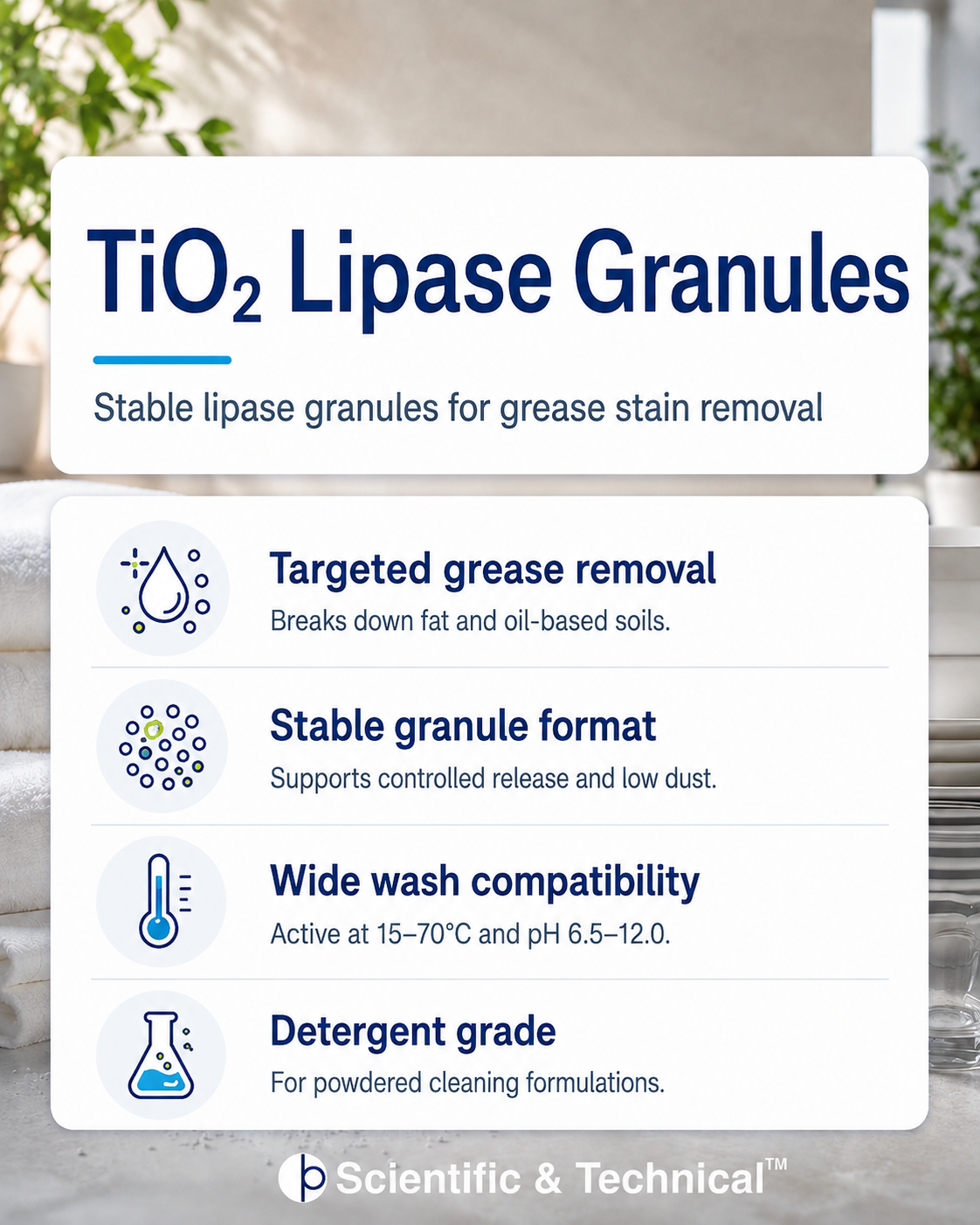 Lipase (TiO2 granulate) product features and specifications