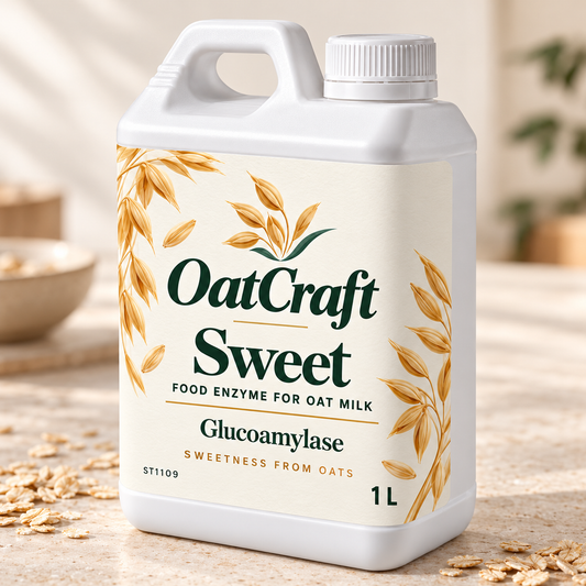 OatCraft sweet 1 L white jerry can with premium cream food-enzyme label for café production