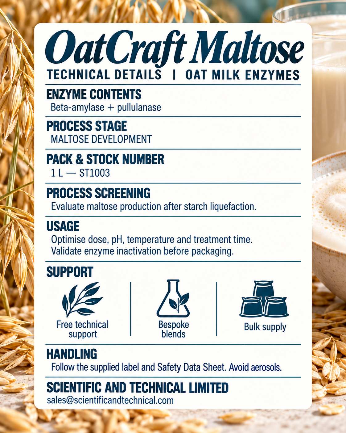 OatCraft Maltose, ST1003, back card