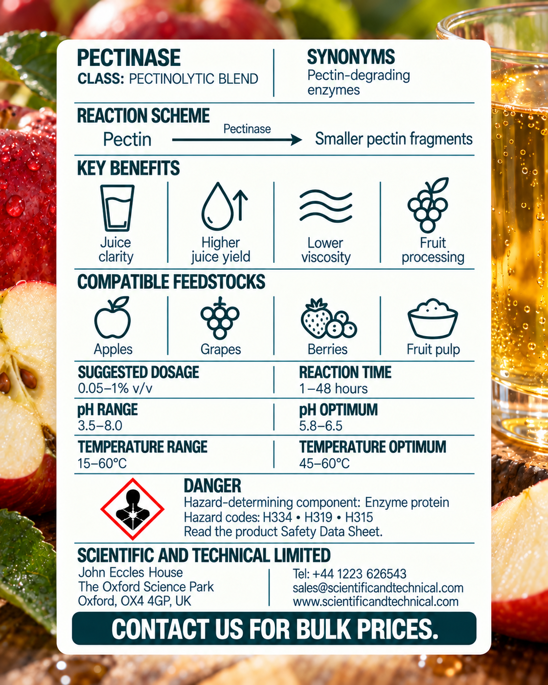 Pectinase back card: reaction, benefits, dosage and safety