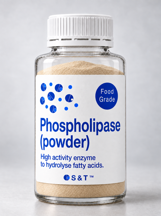 Phospholipase (powder) bottle containing fine enzyme powder
