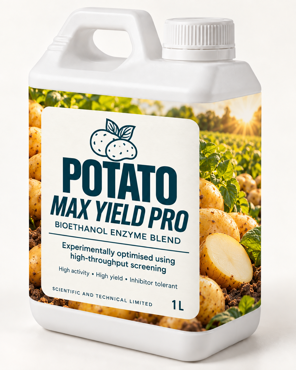 POTATO Max Yield Pro 1 L white bottle with wraparound label