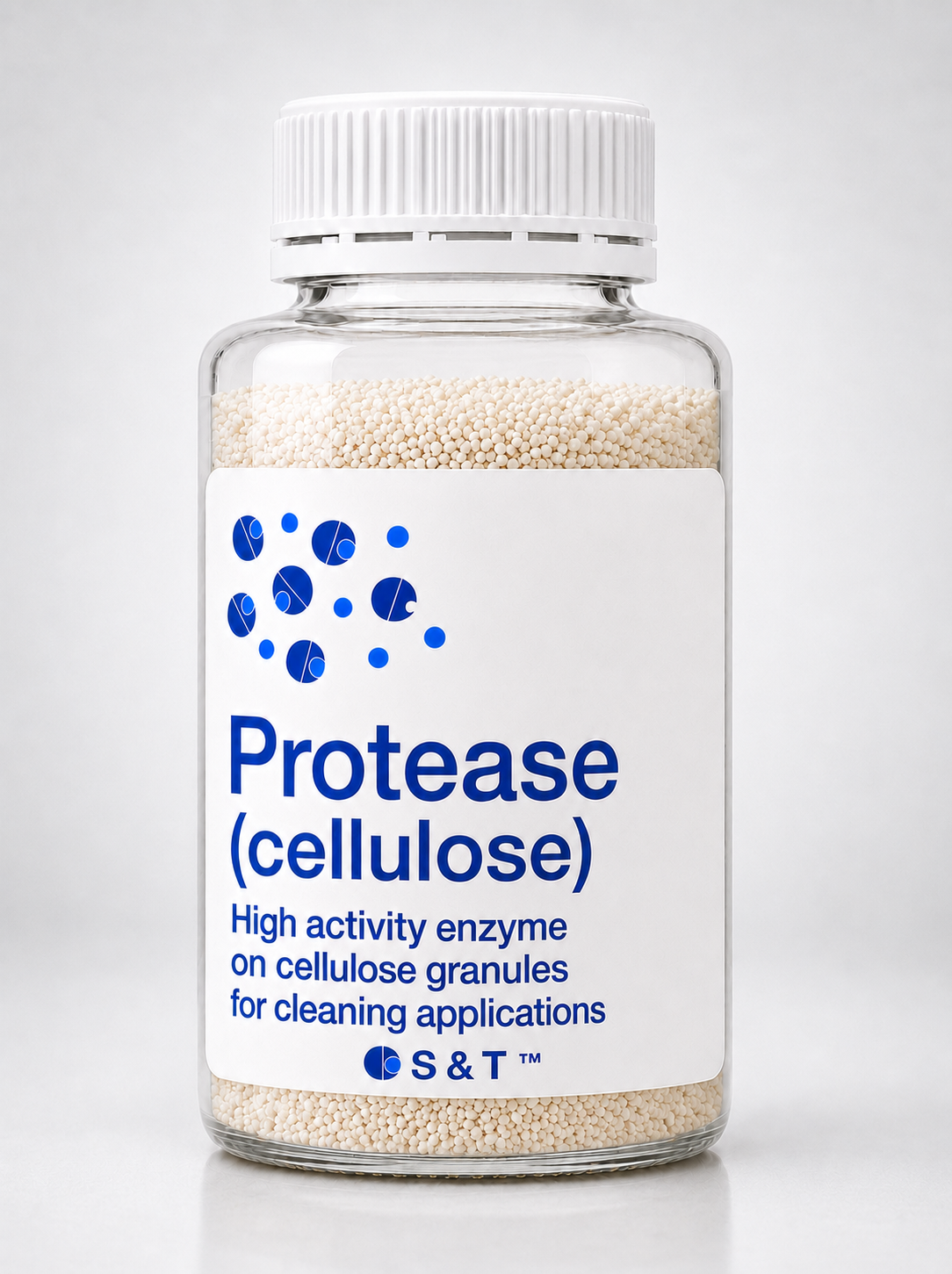 Protease (cellulose granulate) product bottle