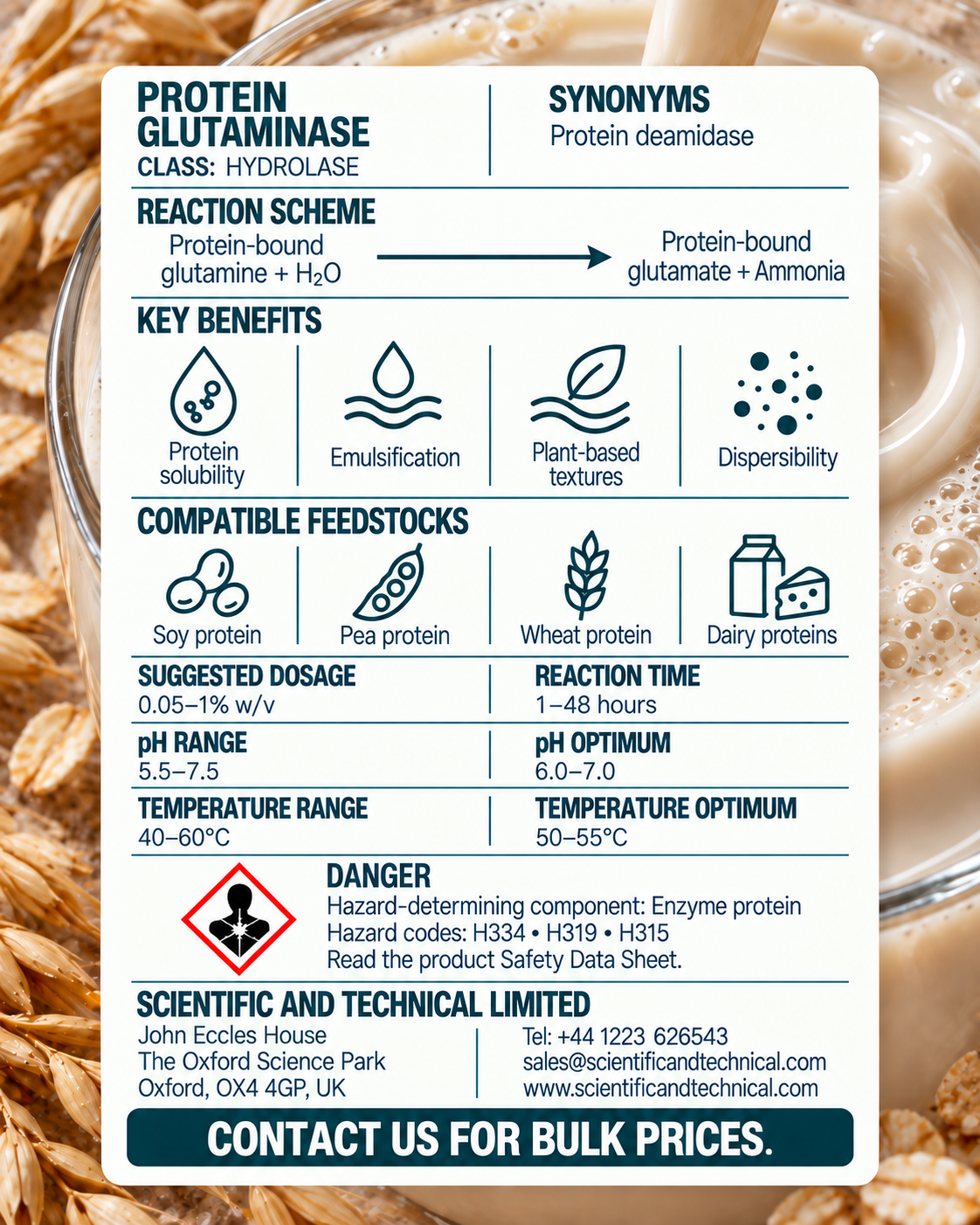 Protein Glutaminase back card: reaction, benefits, dosage and safety