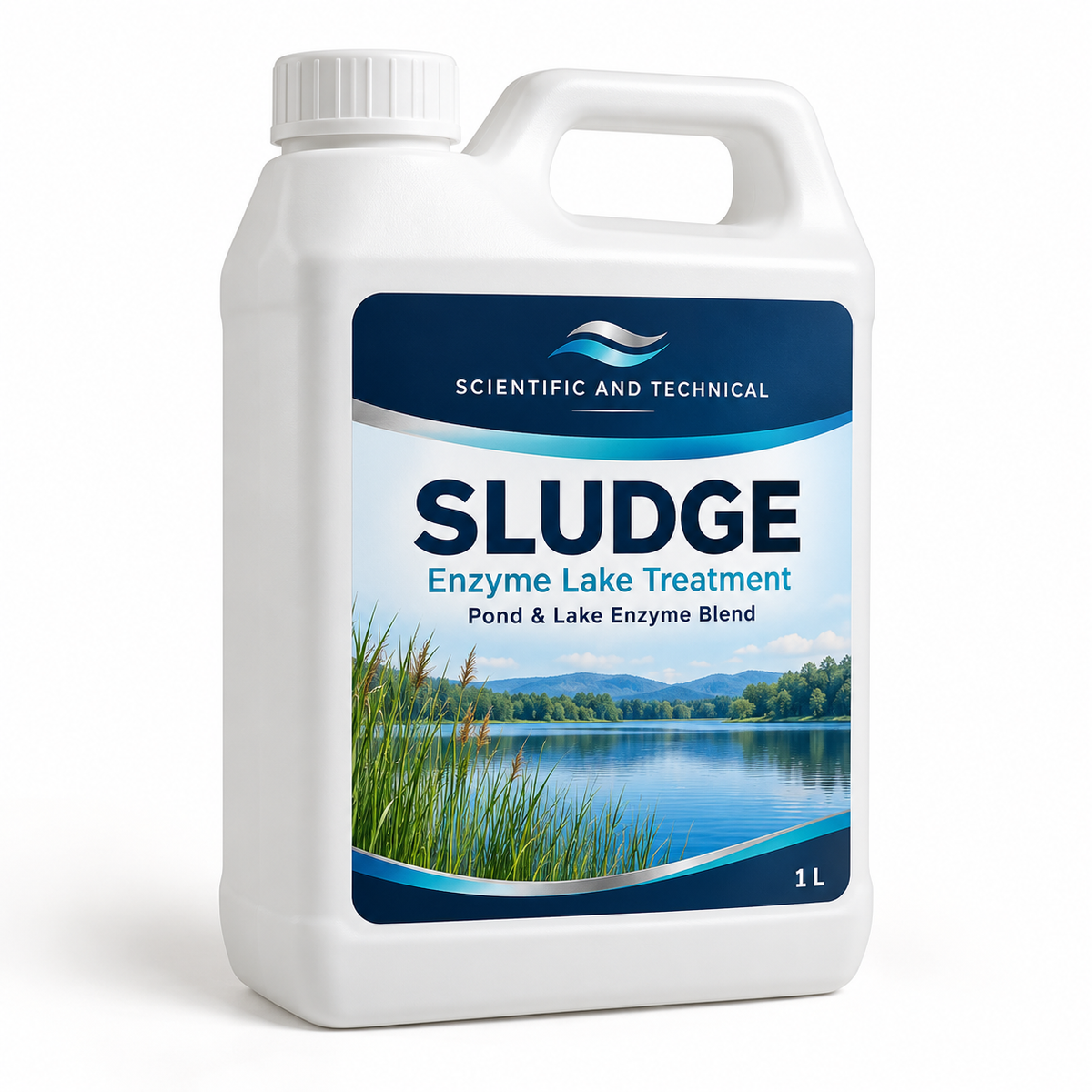Sludge Enzyme Lake Treatment — white 1 L jerry can