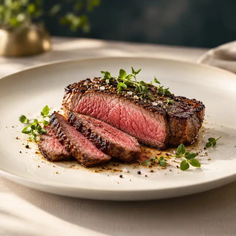 Tender steak on a fine dining plate
