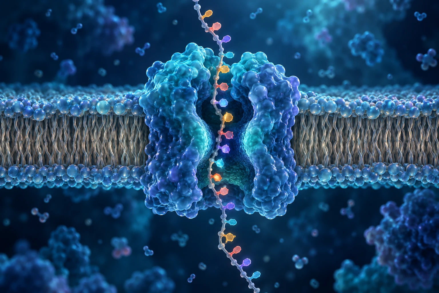 Single-stranded DNA passing through a protein nanopore embedded in a phospholipid membrane