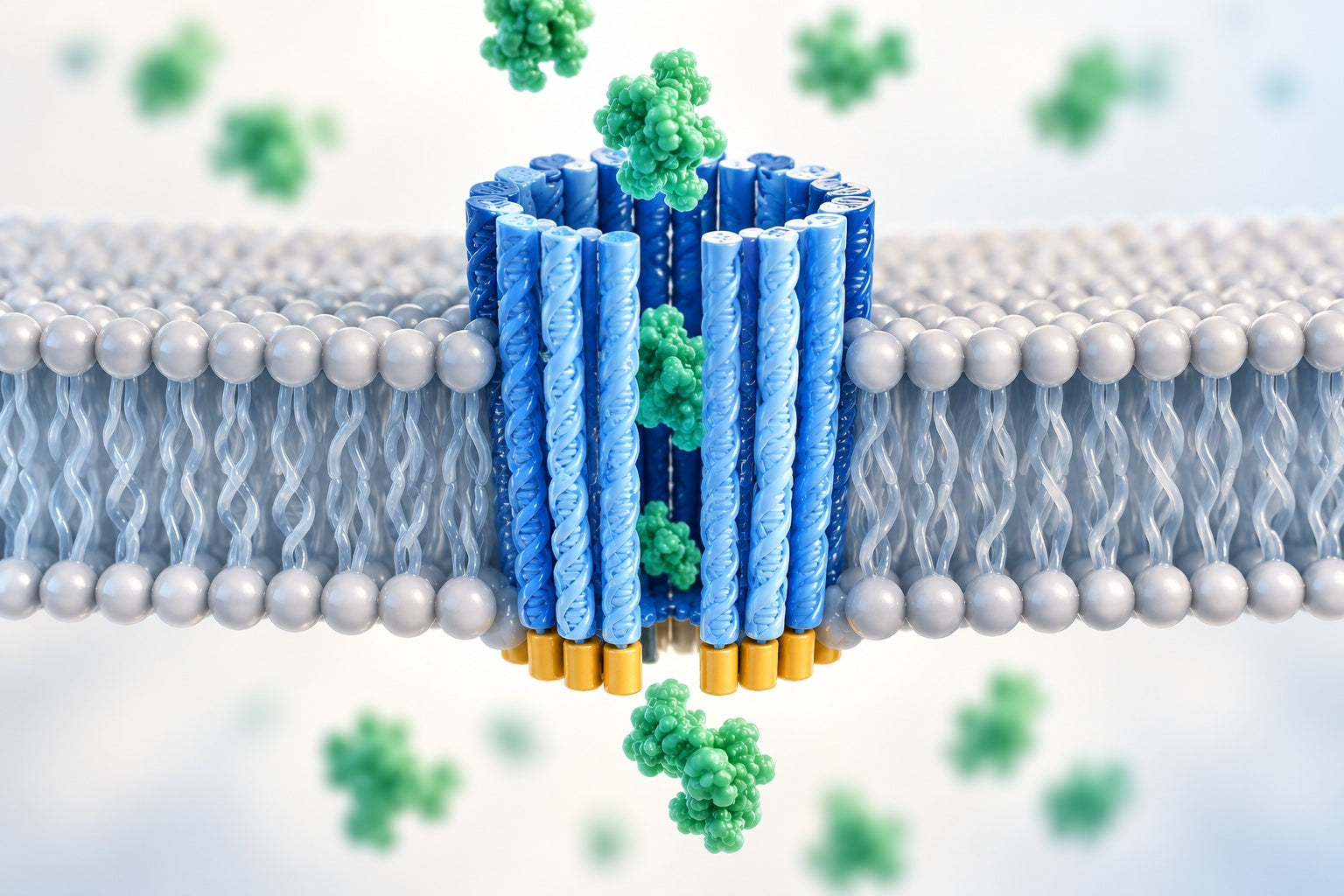 Conceptual illustration for Synthetic protein-conductive membrane nanopores built with DNA