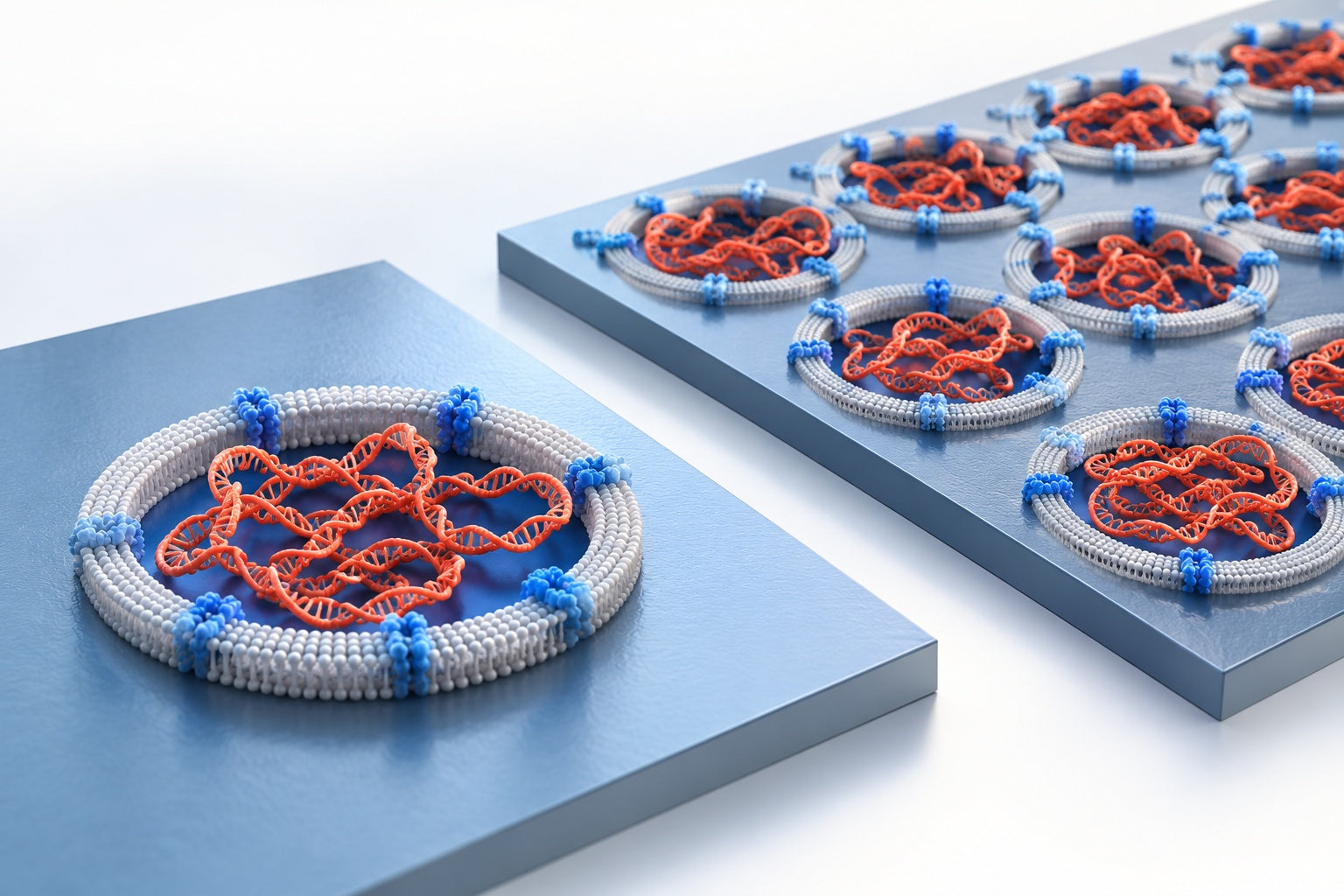 Conceptual illustration for Arrays of Individual DNA Molecules on Nanopatterned Substrates.